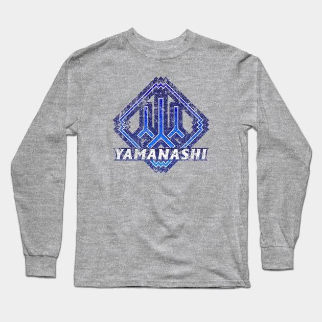 Yamanashi Prefecture Japanese Symbol Distressed Long Sleeve T-Shirt by PsychicCat